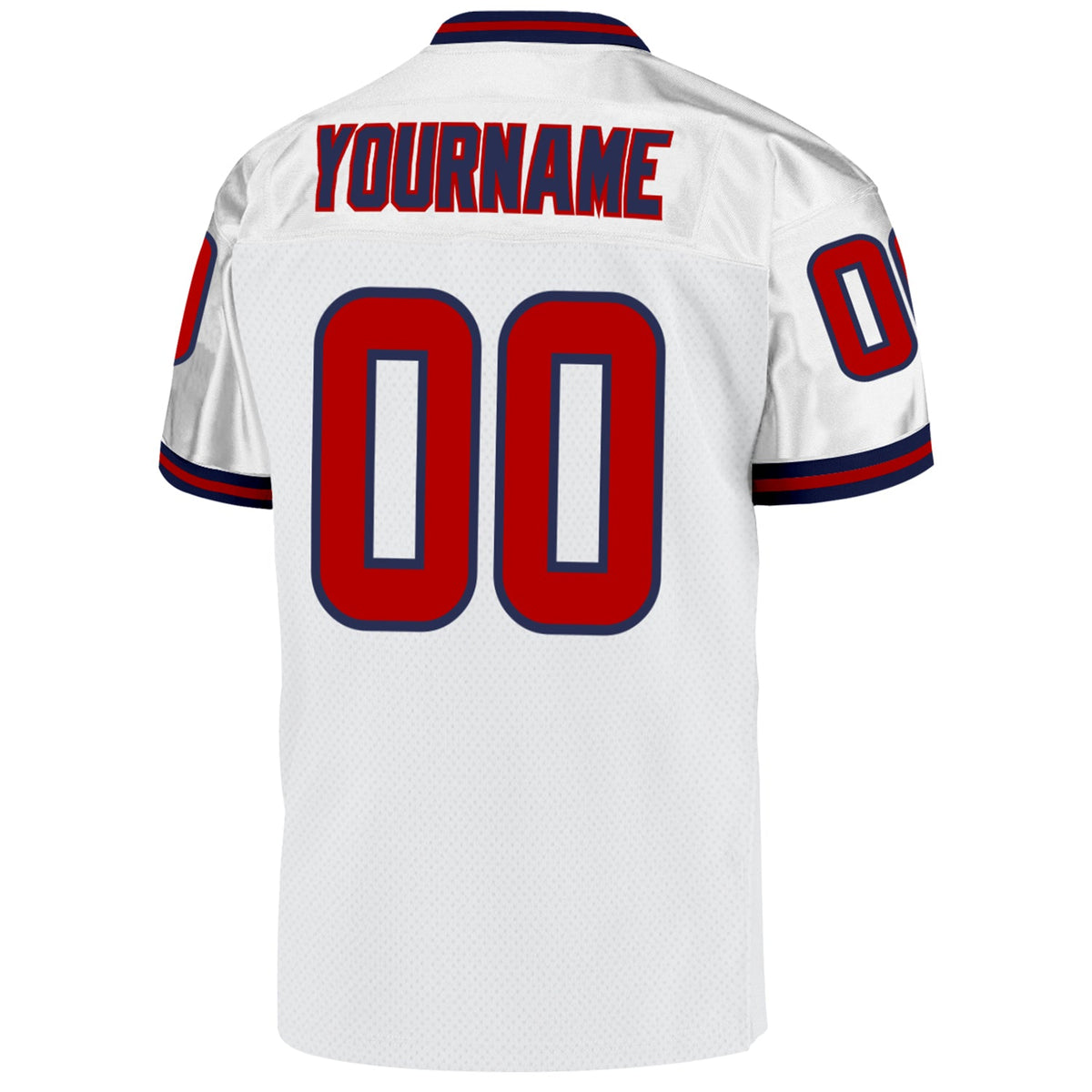 Custom White Red-Navy Mesh Authentic Throwback Football Jersey Limited