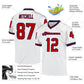 Custom White Red-Navy Mesh Authentic Throwback Football Jersey Limited