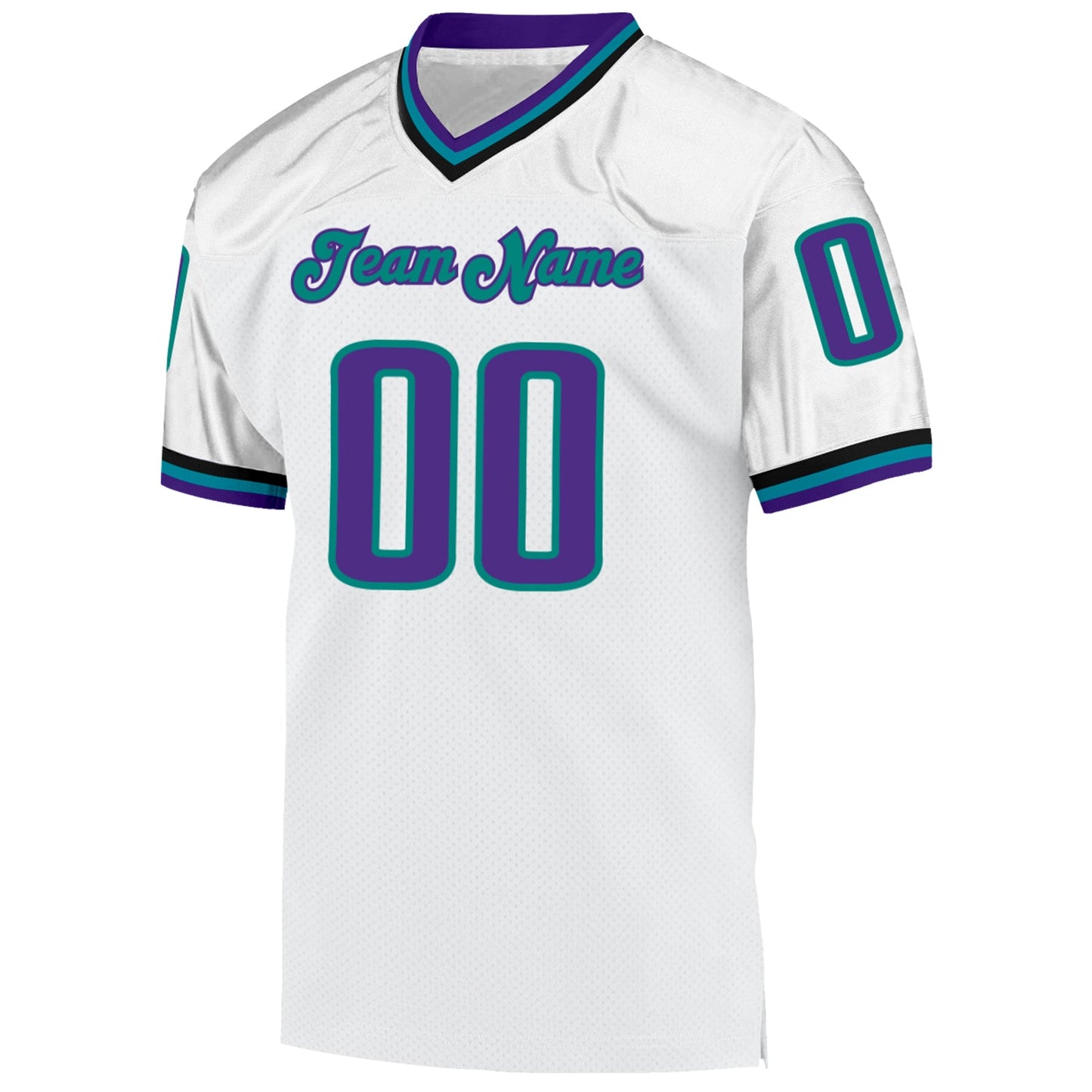 Custom White Purple-Aqua Mesh Authentic Throwback Football Jersey Limited