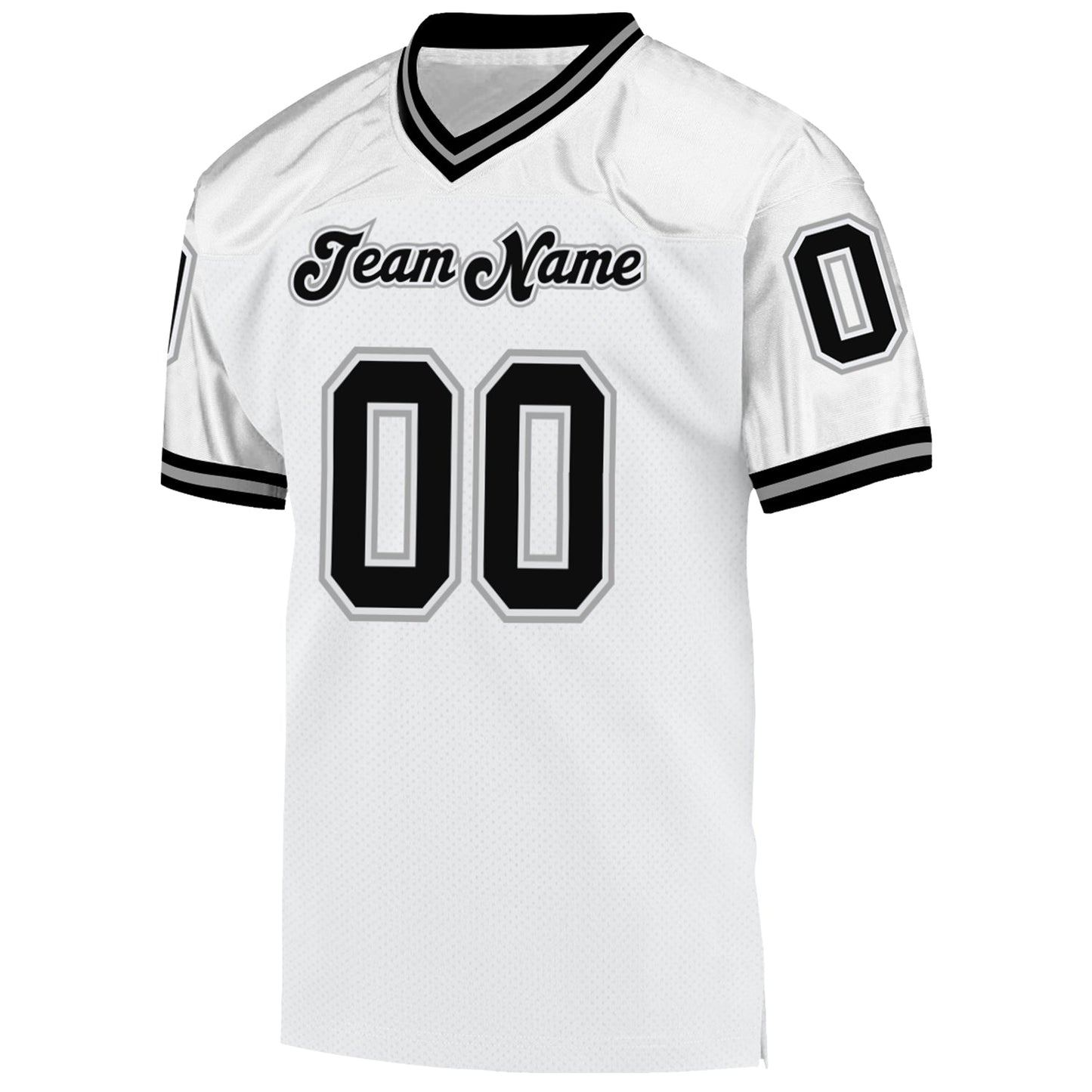 Custom White Black-Gray Mesh Authentic Throwback Football Jersey Limited