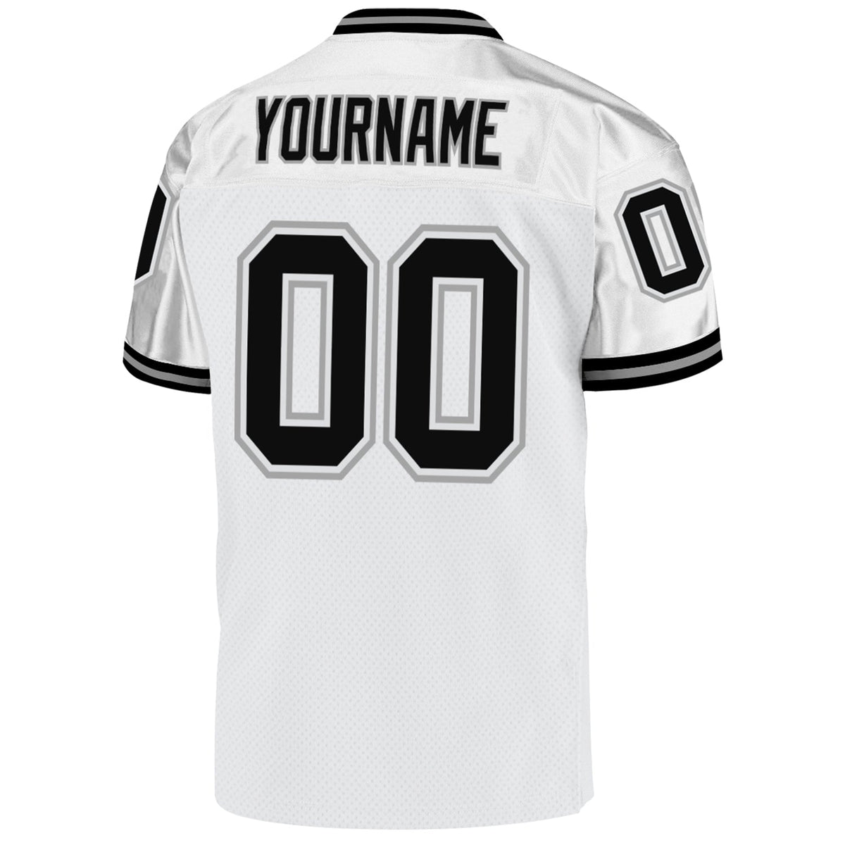 Custom White Black-Gray Mesh Authentic Throwback Football Jersey Limited