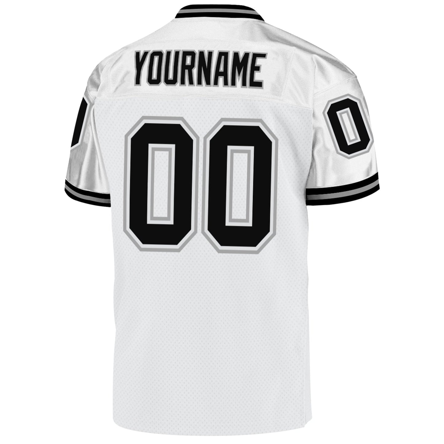 Custom White Black-Gray Mesh Authentic Throwback Football Jersey Limited