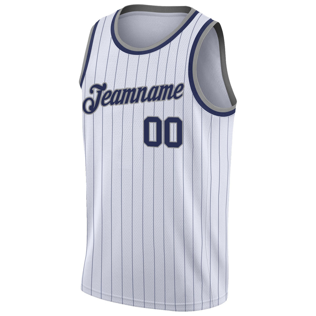Custom White Navy Pinstripe Navy-Gray Authentic Basketball Jersey Limited