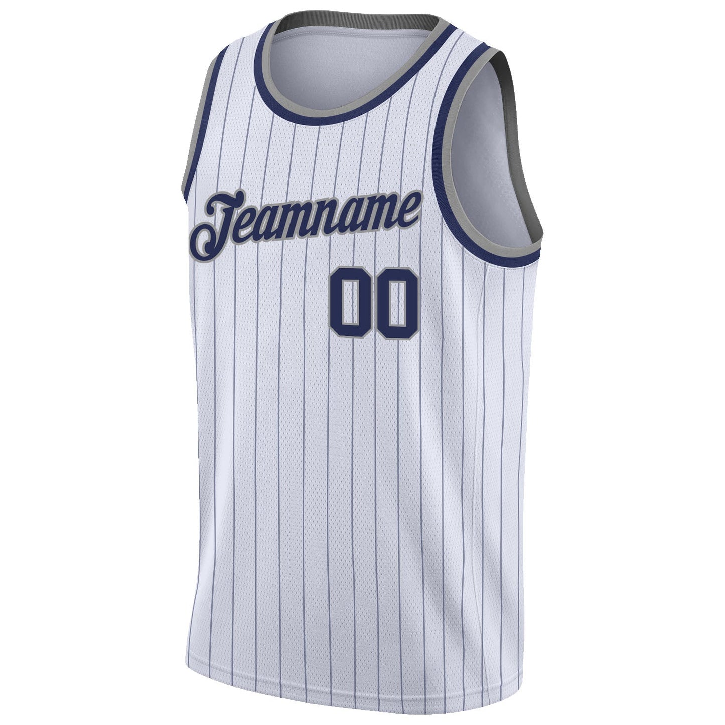 Custom White Navy Pinstripe Navy-Gray Authentic Basketball Jersey Limited