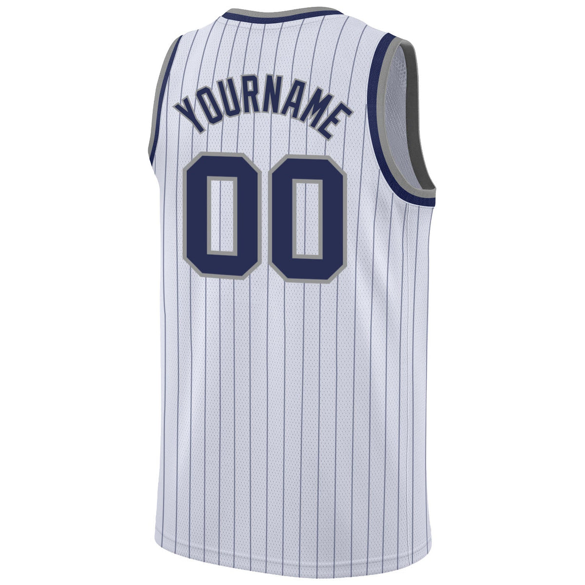 Custom White Navy Pinstripe Navy-Gray Authentic Basketball Jersey Limited