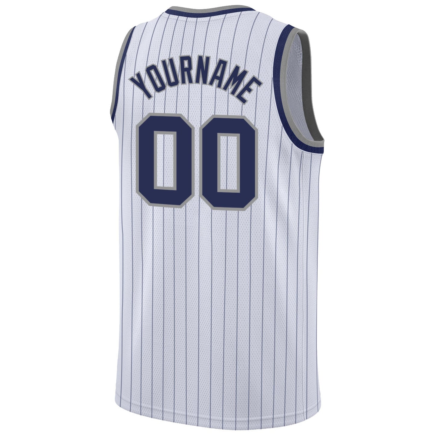 Custom White Navy Pinstripe Navy-Gray Authentic Basketball Jersey Limited