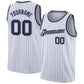 Custom White Navy Pinstripe Navy-Gray Authentic Basketball Jersey
