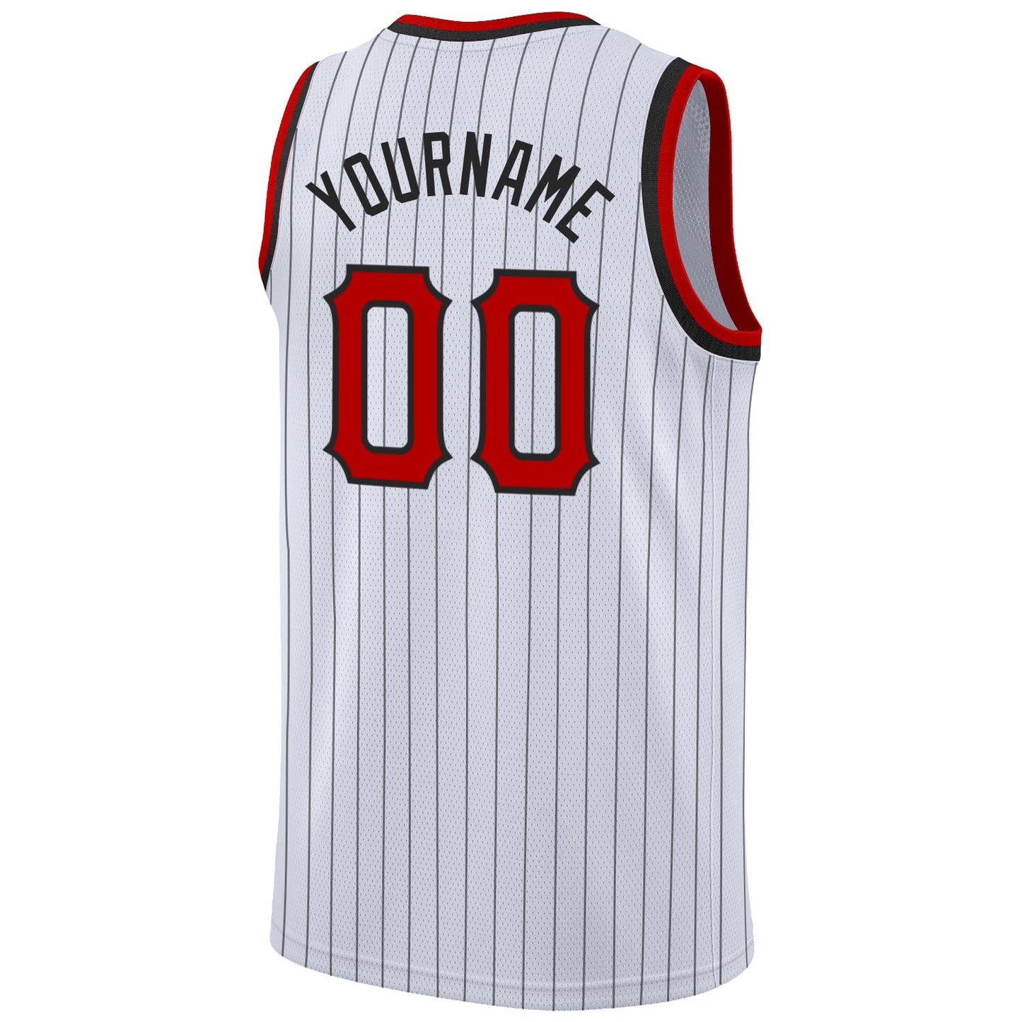 Custom White Black Pinstripe Red-Black Authentic Basketball Jersey Limited