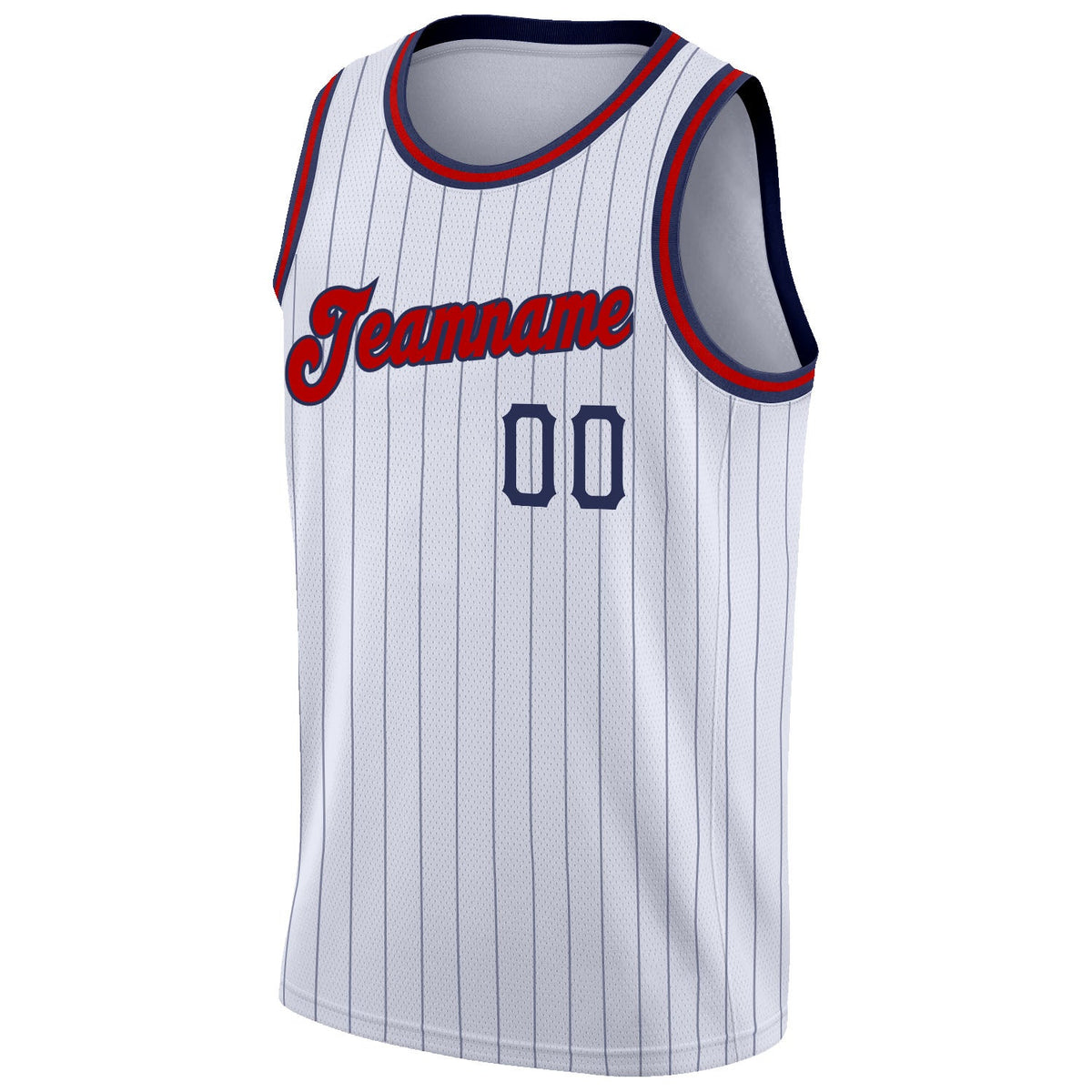 Custom White Navy Pinstripe Red-Navy Authentic Basketball Jersey Limited