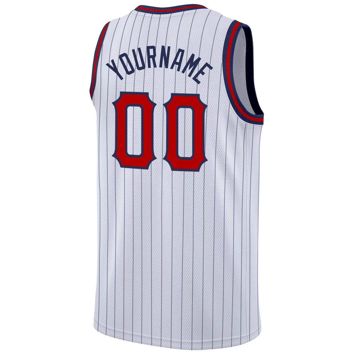 Custom White Navy Pinstripe Red-Navy Authentic Basketball Jersey Limited