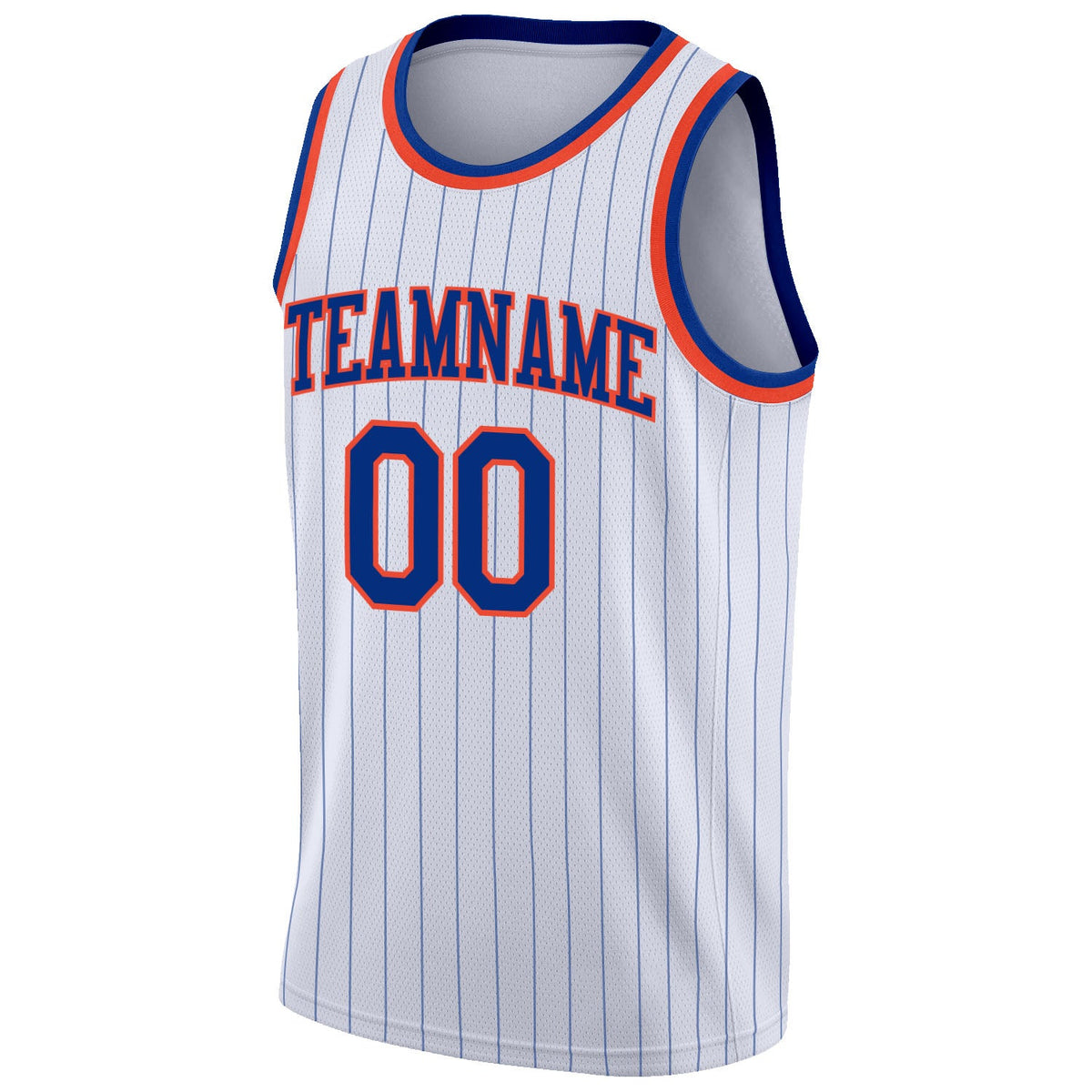 Custom White Royal Pinstripe Royal-Orange Authentic Basketball Jersey Limited