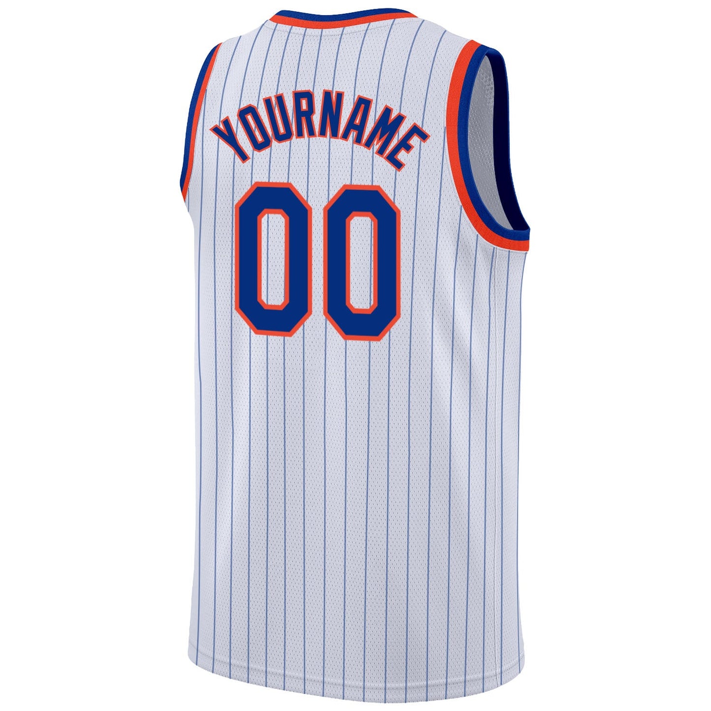 Custom White Royal Pinstripe Royal-Orange Authentic Basketball Jersey Limited